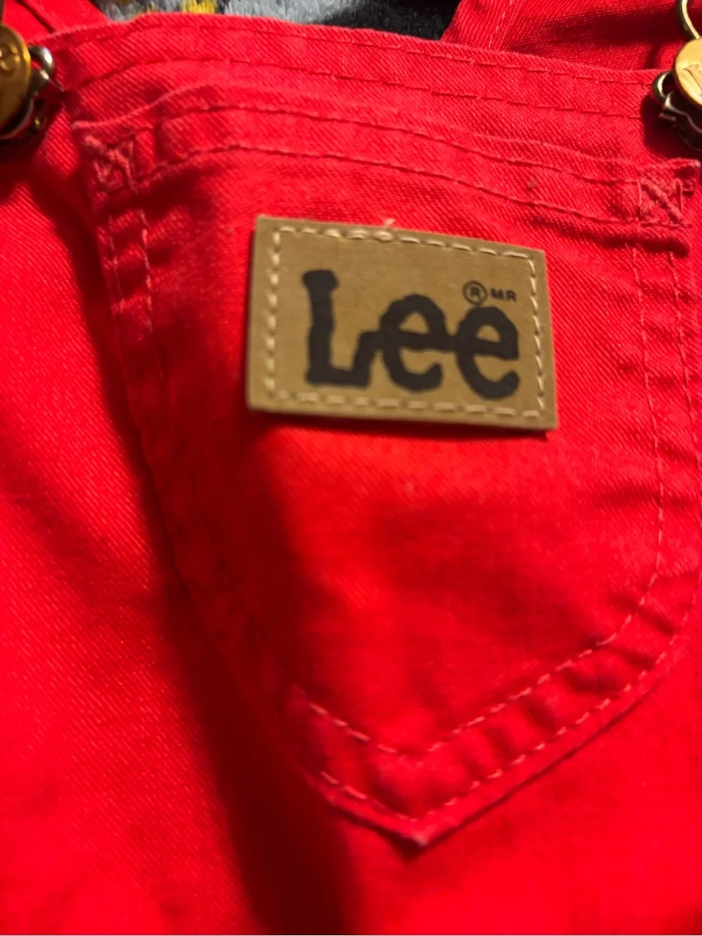 Vintage-Lee Kids Bright Red Bib-Overalls Made In the USA Unisex Size 3T
